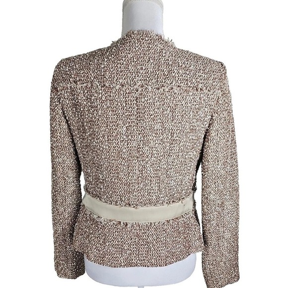 Jones New York ~Woman Size 4~Brown/Beige w/Silver Stripes Business Blazer Jacket - Picture 10 of 12